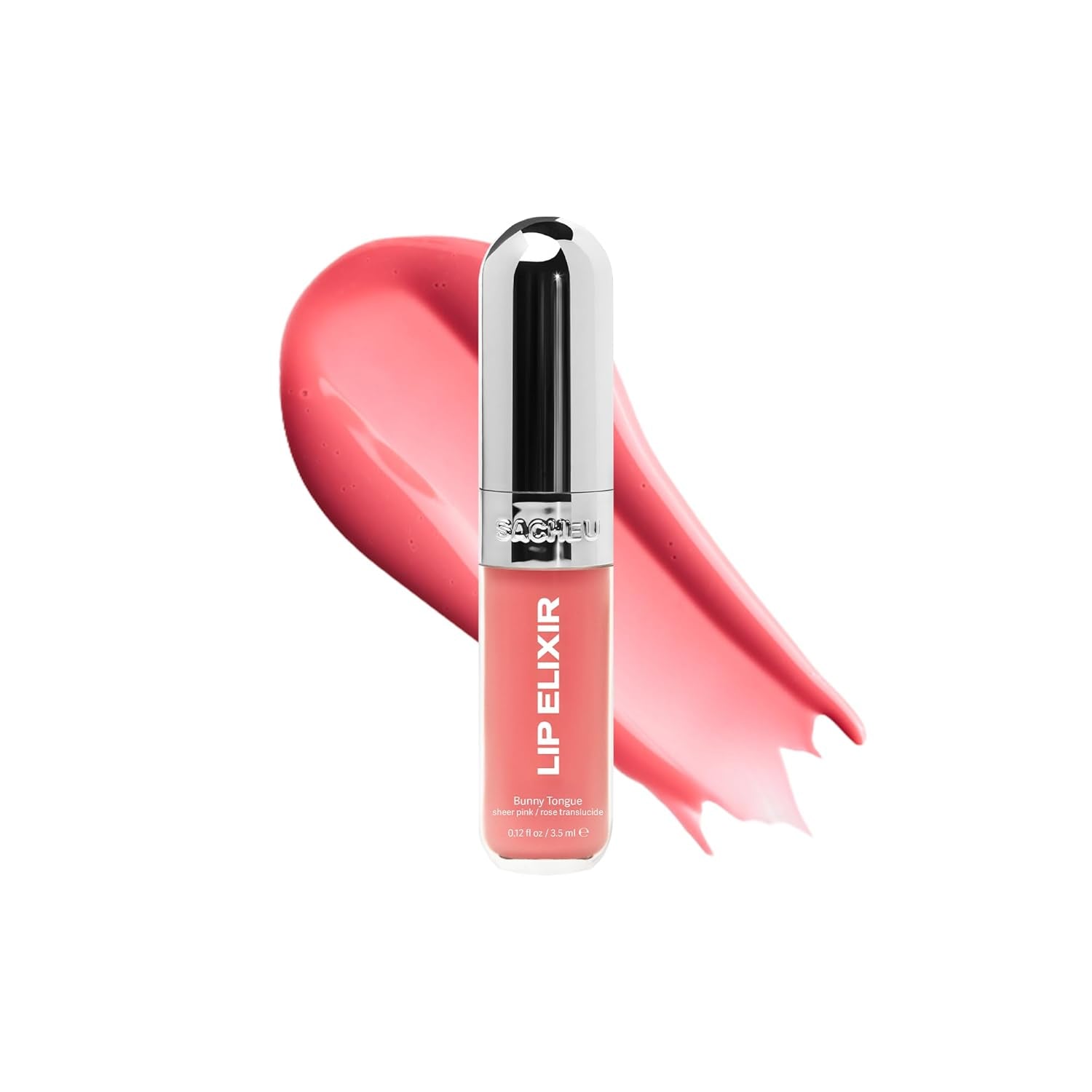 Lip Elixir Nourishing Lip Glaze and Lip Tint Gloss. High-Shine Lip Gloss. Moisturizing Lip Gloss Enriched with Lip Oils for Hydrating Smooth Finish, Cruelty-Free (Sheer Pink)
