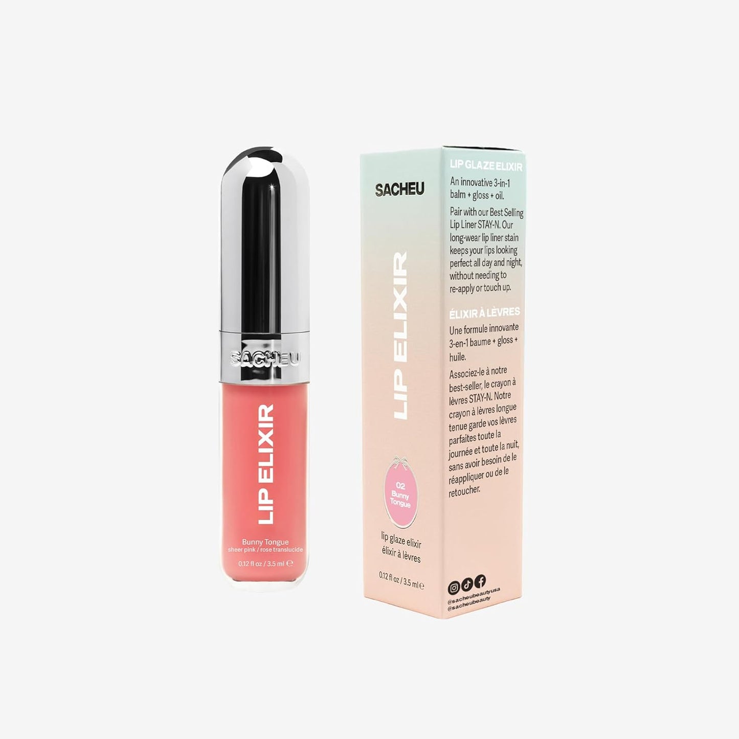 Lip Elixir Nourishing Lip Glaze and Lip Tint Gloss. High-Shine Lip Gloss. Moisturizing Lip Gloss Enriched with Lip Oils for Hydrating Smooth Finish, Cruelty-Free (Sheer Pink)